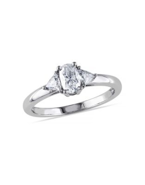 Concerto .75 CT Oval and Trillion Diamonds TW 14k White Gold Fashion Ring - DIAMOND - 6