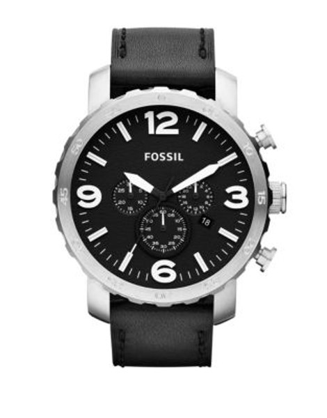 Fossil Mens Nate Leather Black Watch
