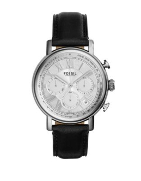 Fossil Buchanan Stainless Steel Leather Chronograph Watch - BLACK