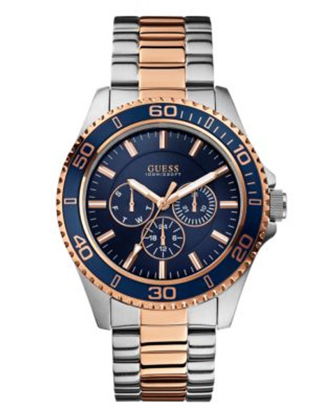 Guess Mens Multifunction Blue Tone Watch 45mm W0172G3 - TWO TONE