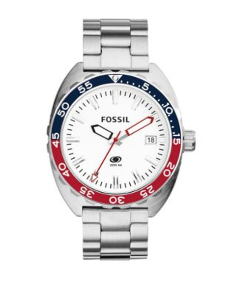 Fossil Mens Analog Breaker Watch FS5049 - SILVER