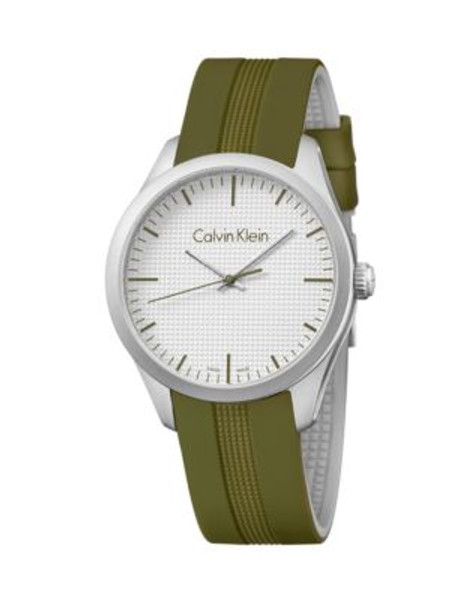 Calvin Klein Unisex Silicone Watch - GREEN