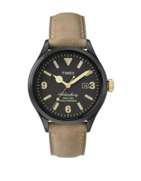 Timex Waterbury Leather Strap Analog Watch - BLACK