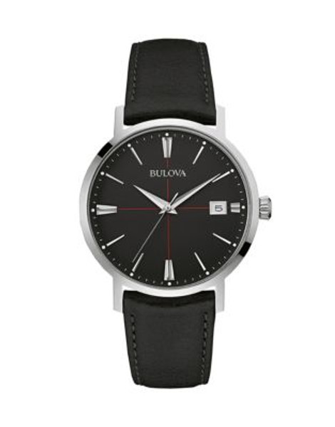 Bulova Classic Stainless Steel Leather Watch - BLACK
