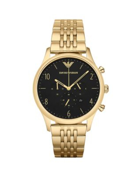 Emporio Armani Chronograph Leather Strap Watch - GOLD
