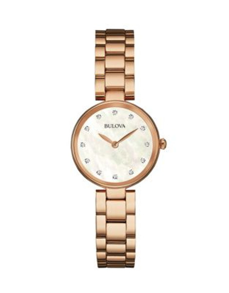Bulova Diamond and Mother-of-Pearl Rose-Goldtone Stainless Steel Watch - ROSE GOLD