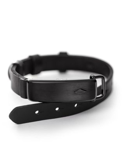 Fossil Q Reveler Black Stainless Steel and Leather Tracking Bracelet - BLACK