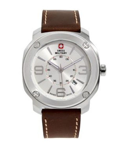 Swiss Military Escort Silver Stainless Steel Watch - BROWN
