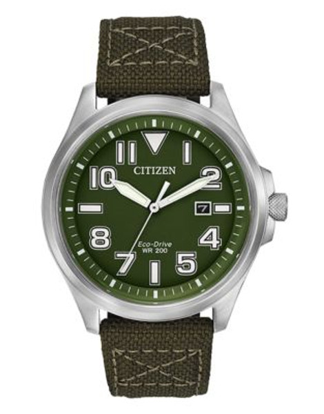 Citizen Mens Military Watch with Green Nylon Strap - GREEN