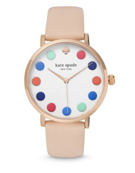 Kate Spade New York Womens Metro Dot Round Watch 1YRU0735 - BEIGE