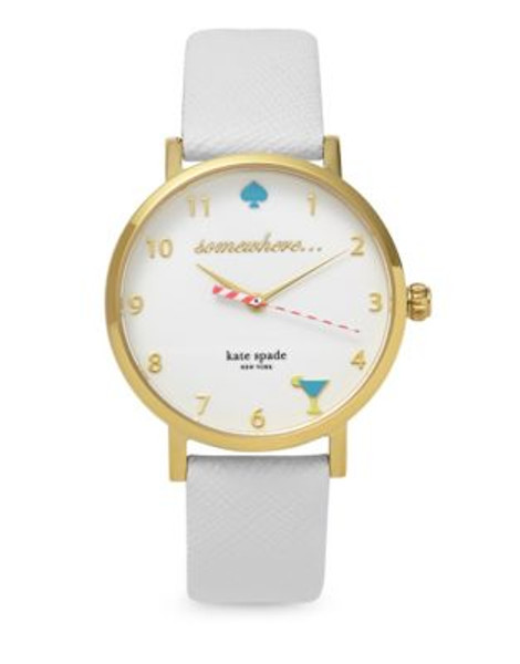 Kate Spade New York Womens Metro Round Watch 1YRU0765 - WHITE