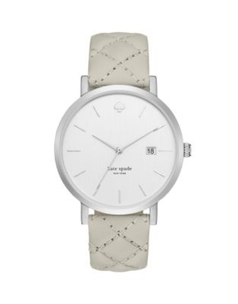 Kate Spade New York Metro Grand Analog Quilted Leather Watch - GREY