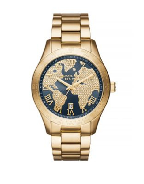 Michael Kors Layton Crystal and Goldtone Stainless Steel Bracelet Watch - GOLD