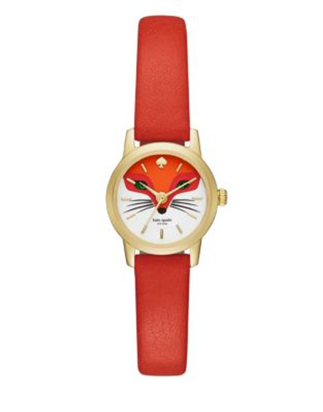 Kate Spade New York Tiny Metro Leather Analog Watch - RED