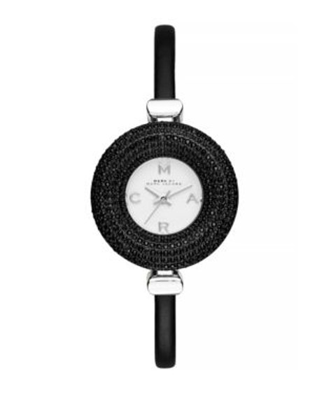 Marc By Marc Jacobs Pave Crystal Donut Leather Bracelet Watch - BLACK