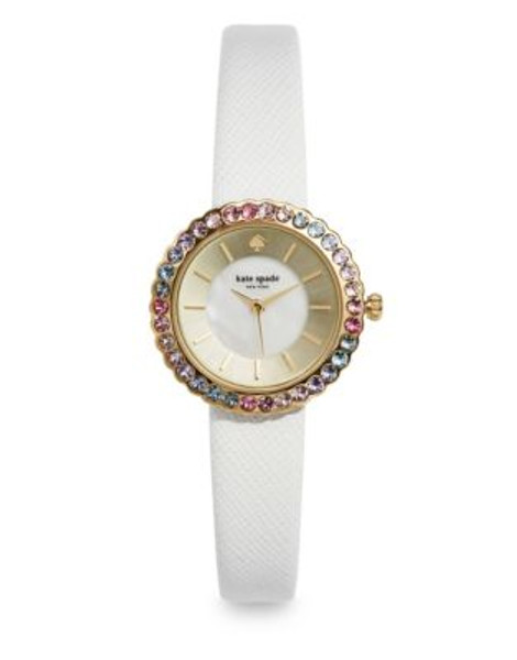 Kate Spade New York Cornelia Pave Bezel Watch - WHITE/BROWN