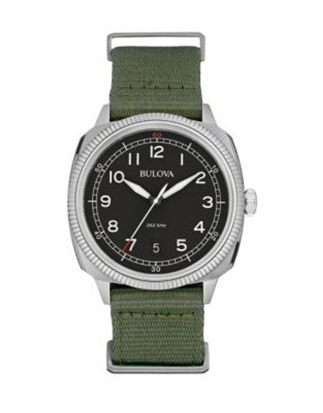 Bulova Mens Analog Military Collection Watch 96B229 - OLIVE