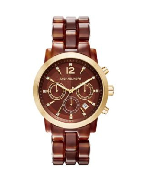 Michael Kors Audrina Tortoise Acetate Chronograph Watch - BROWN