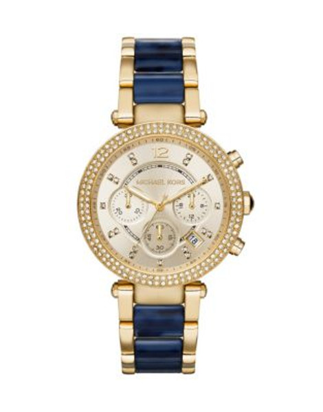 Michael Kors Parker Goldtone Stainless Steel Chronograph Watch - BLUE