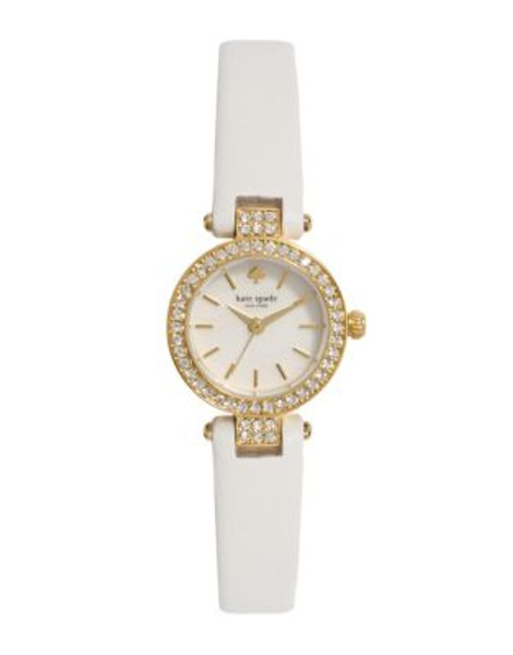 Kate Spade New York Metro Mini Pave Leather Watch - WHITE