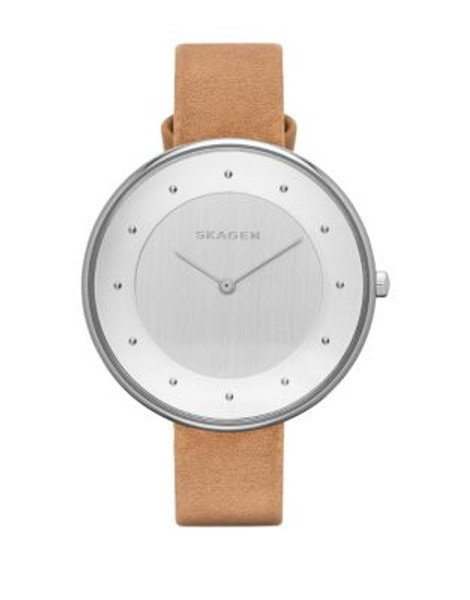 Skagen Denmark Women's Analog Gitte Stainless Steel Leather Strap Watch SKW2326 - BROWN