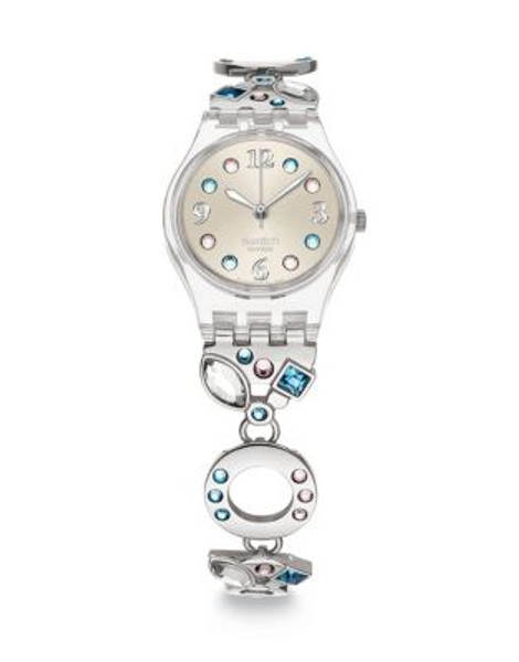 Swatch Stainless Steel Watch with Swarovski Crystals - SILVER