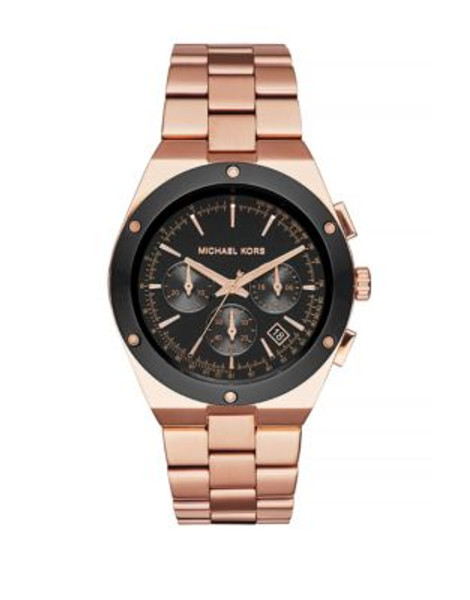 Michael Kors Reagan Rose Goldtone And Black IP Stainless Steel Watch - ROSE GOLD