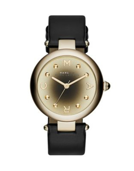 Marc By Marc Jacobs Dotty Goldtone Stainless Steel Leather Strap Watch - BLACK