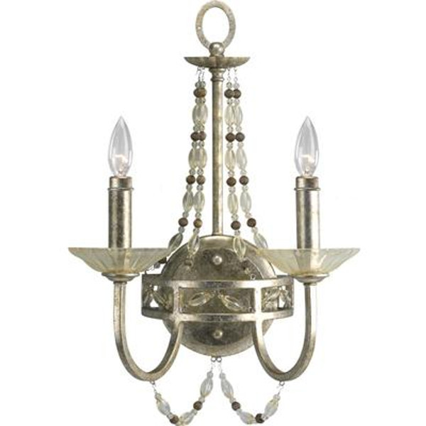 Chanelle Collection Antique Silver 2-light Wall Bracket