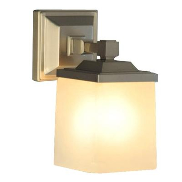 1Lt Skylands Wall Sconce in Brushed nickel with frosted glass