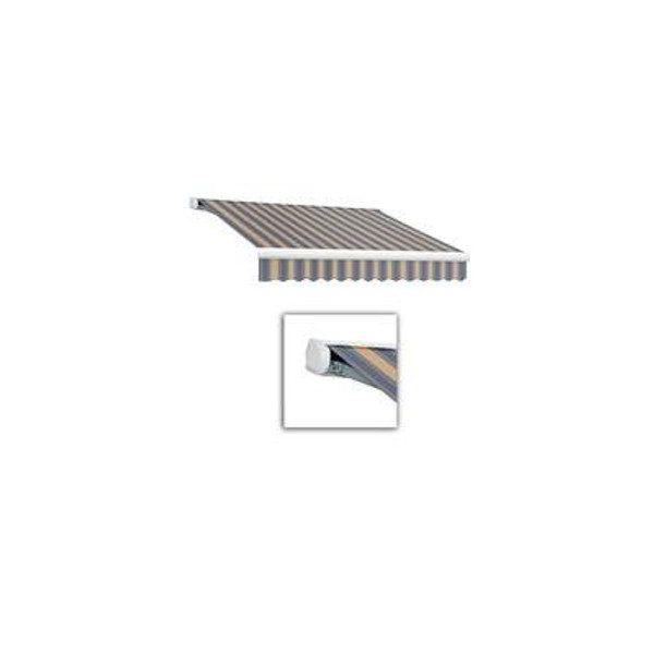 16 Feet VICTORIA  Manual Retractable Luxury Cassette Awning (10 Feet Projection) - Dusty Blue/Tan Wide Multi Stripe