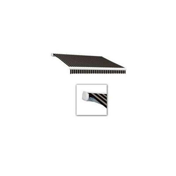 18 Feet VICTORIA  Manual Retractable Luxury Cassette Awning (10 Feet Projection)  - Black/Tan Stripe