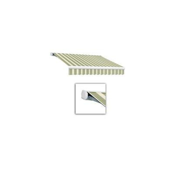 8 Feet VICTORIA  Manual Retractable Luxury Cassette Awning  (7 Feet Projection) - Sage/Linen/Cream Stripe