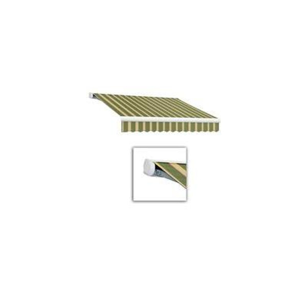 8 Feet VICTORIA  Motorozed Retractable Luxury Cassette Awning (7 Feet Projection) (Right Motor) - Olive/Tan Stripe