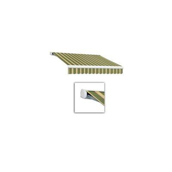 20 Feet VICTORIA  Motorozed Retractable Luxury Cassette Awning (10 Feet Projection) (Right Motor) - Olive/Tan Stripe