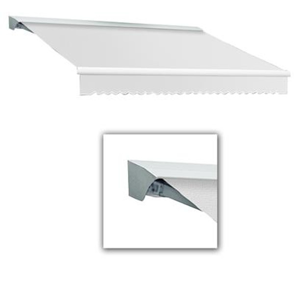 12 Feet DESTIN (10 Feet Projection) Motorized (right side) Retractable Awning with Hood - Off-White