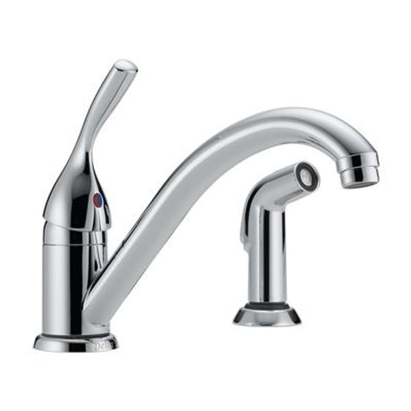 Classic Single Handle Kitchen Faucet with Spray in Chrome