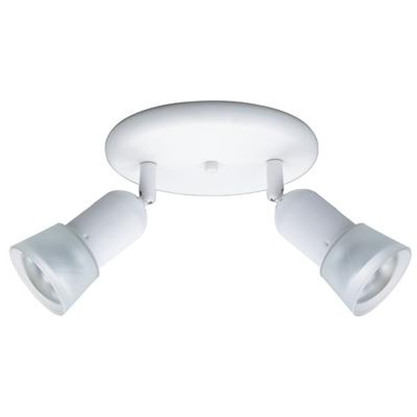 2 Light Semi-Flushmount Ceiling Fixture Matte White Finish Etched Glass Shades