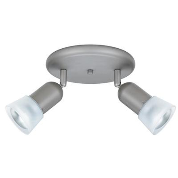 2 Light Semi-Flushmount Ceiling Fixture Brushed Nickel Finish Frosted Etched Glass Shades