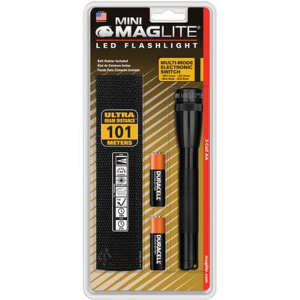 Maglite LED 2-Cell AA Flashlight with Belt Holster - Black