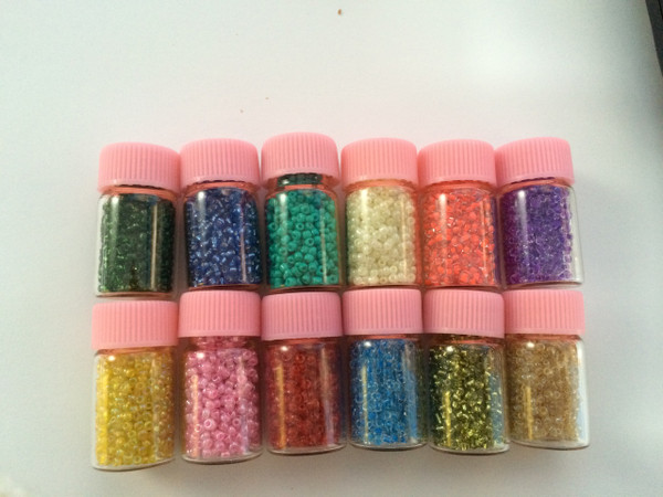 Kit 12 Bottles Glass Seed Beads