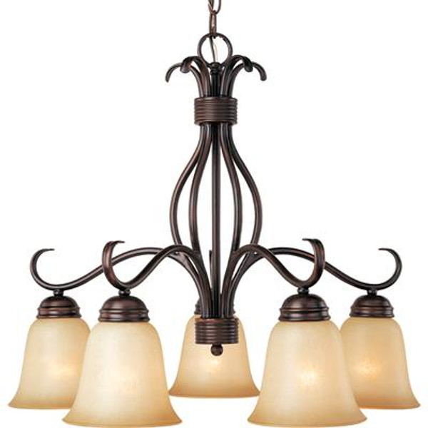 5 Light Down Light Chandelier Oil Rubbed Bronze Finish Wilshire Glass