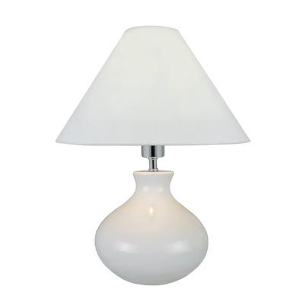 1 Light Table Lamp White Finish White Fabric Shade