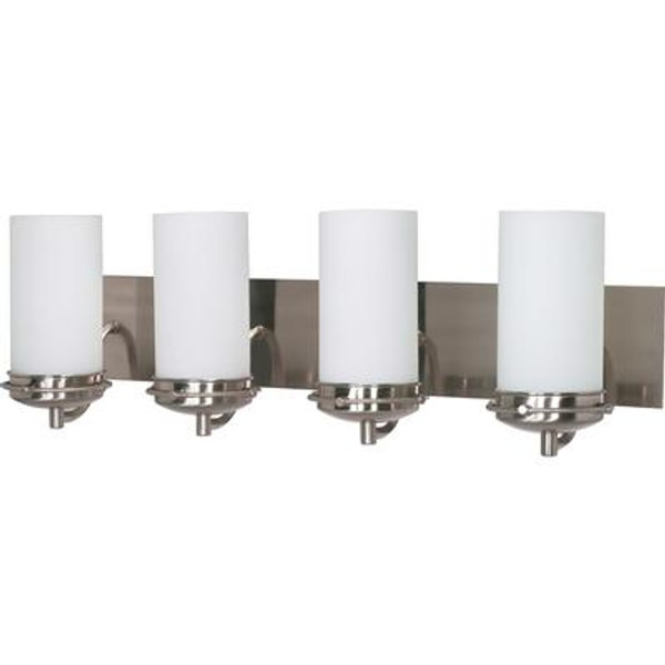 Polaris 4 Light 30 Inch Vanity with Satin Frosted Glass Shades Finished in Brushed Nickel