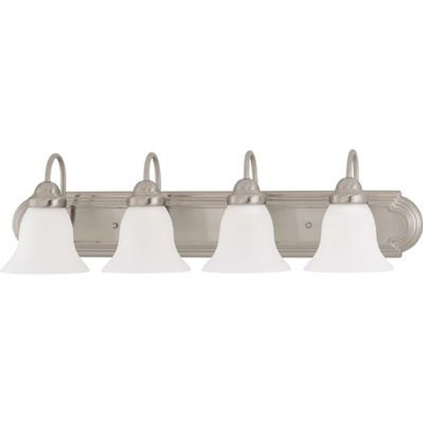 Ballerina  4-Light  30 Inch Vanity with Frosted White Glass Finished in Brushed Nickel