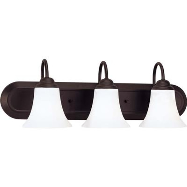 Dupont  3-Light Vanity with Satin White Glass Finished in Dark Chocolate Bronze