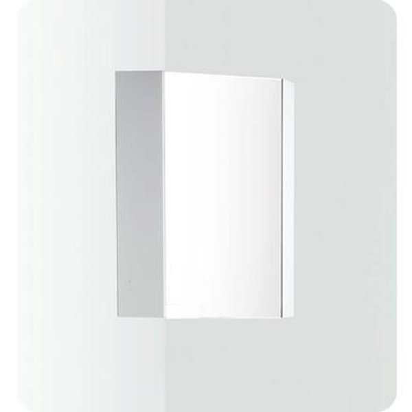 Coda 18 Inch White Corner Medicine Cabinet With Mirror Door