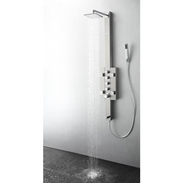 Lecco Stainless Steel (Brushed Silver) Thermostatic Shower Massage Panel