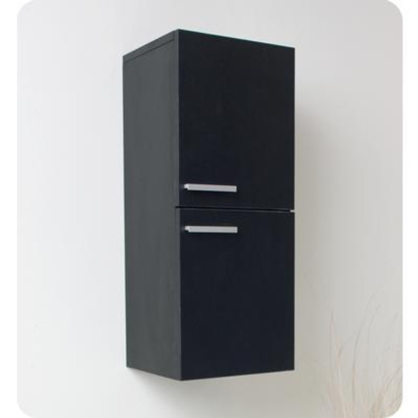Black Bathroom Linen Side Cabinet With 2 Storage Areas