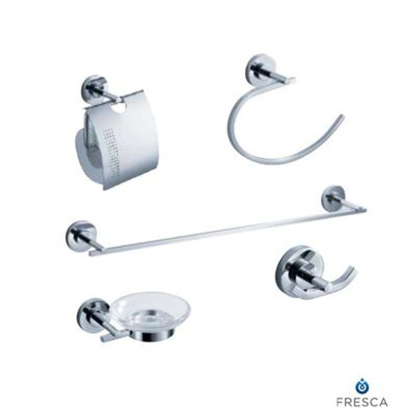 Alzato 5-Piece Bathroom Accessory Set - Chrome